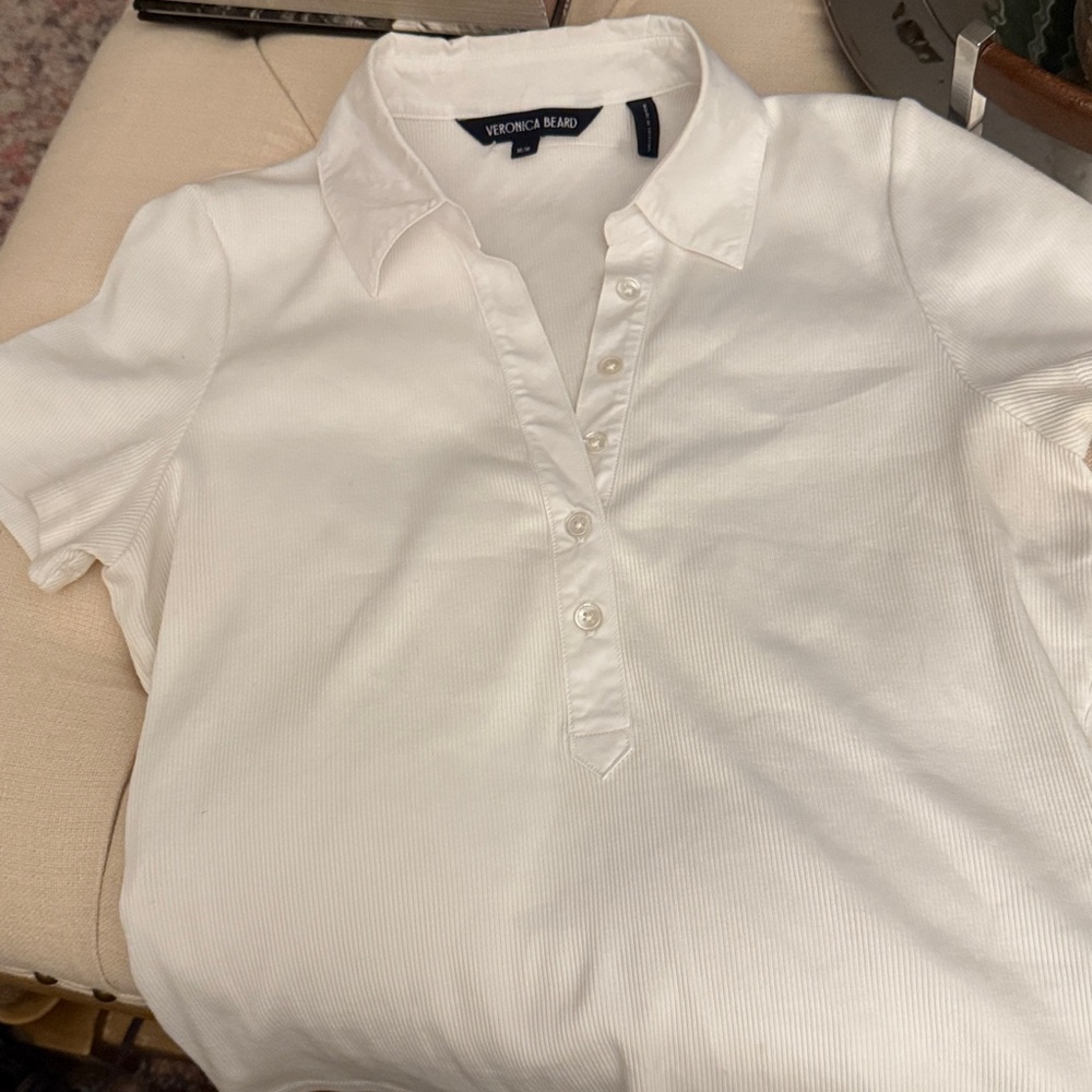 Veronica Beard Kearney Button Down White Tee - image 7